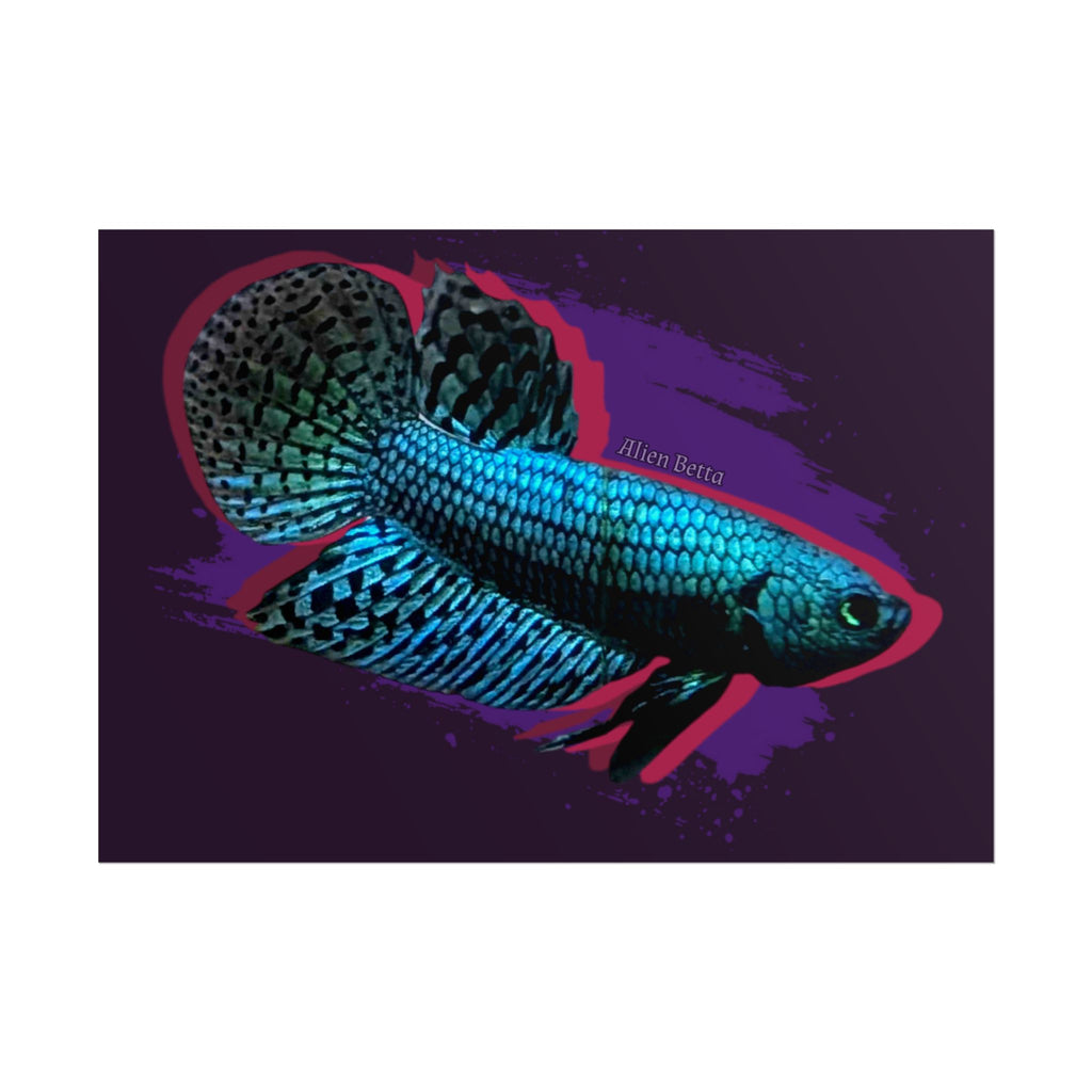 Alien Betta Fish Poster - Neon Tropical Aquarium Art Print (Rolled Poster)