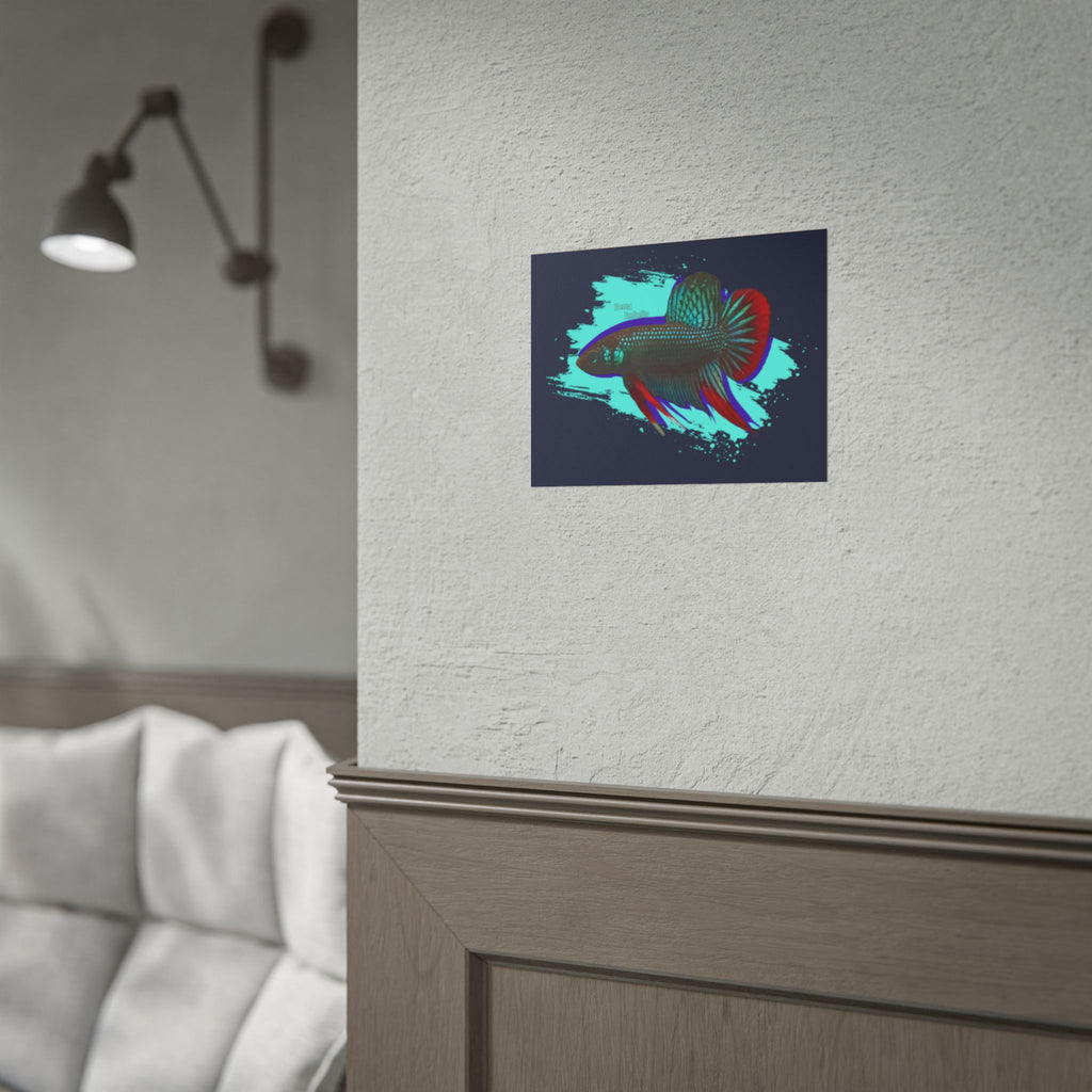 Betta imbelis Fish Art Poster — Vibrant Neon Tropical Aquarium Print