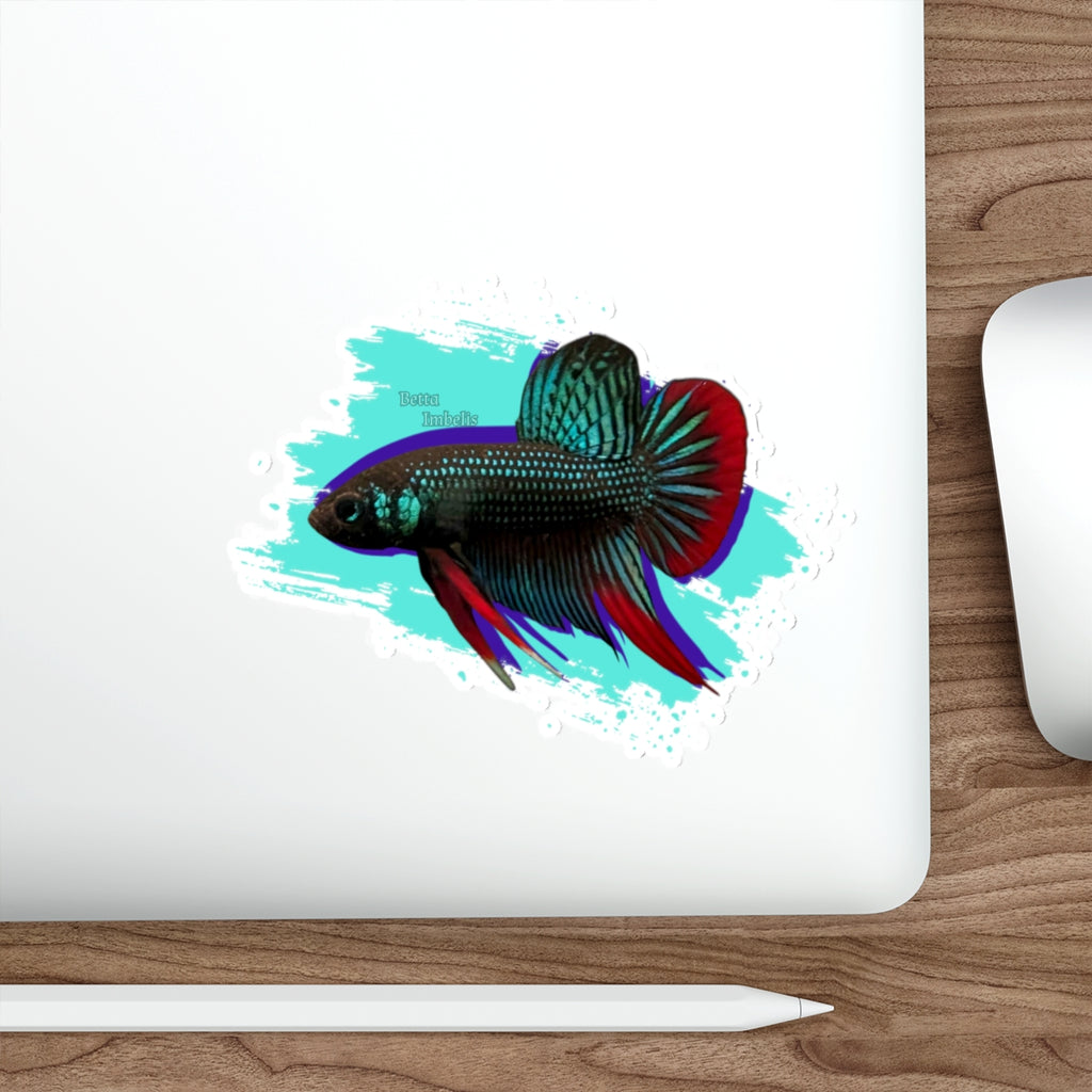 Betta imbelis Fish Die-Cut Sticker — Colorful Siamese Fighting Fish Laptop Decal