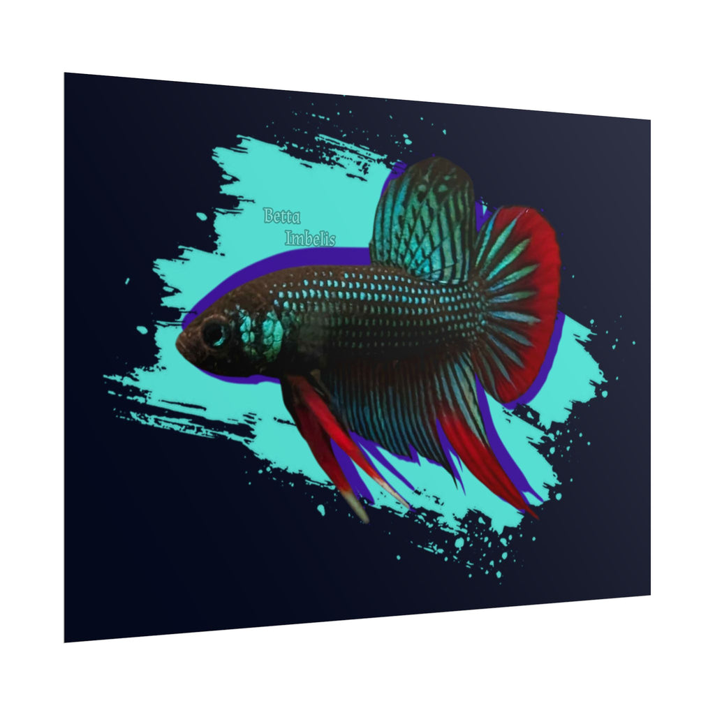 Betta imbelis Fish Art Poster — Vibrant Neon Tropical Aquarium Print