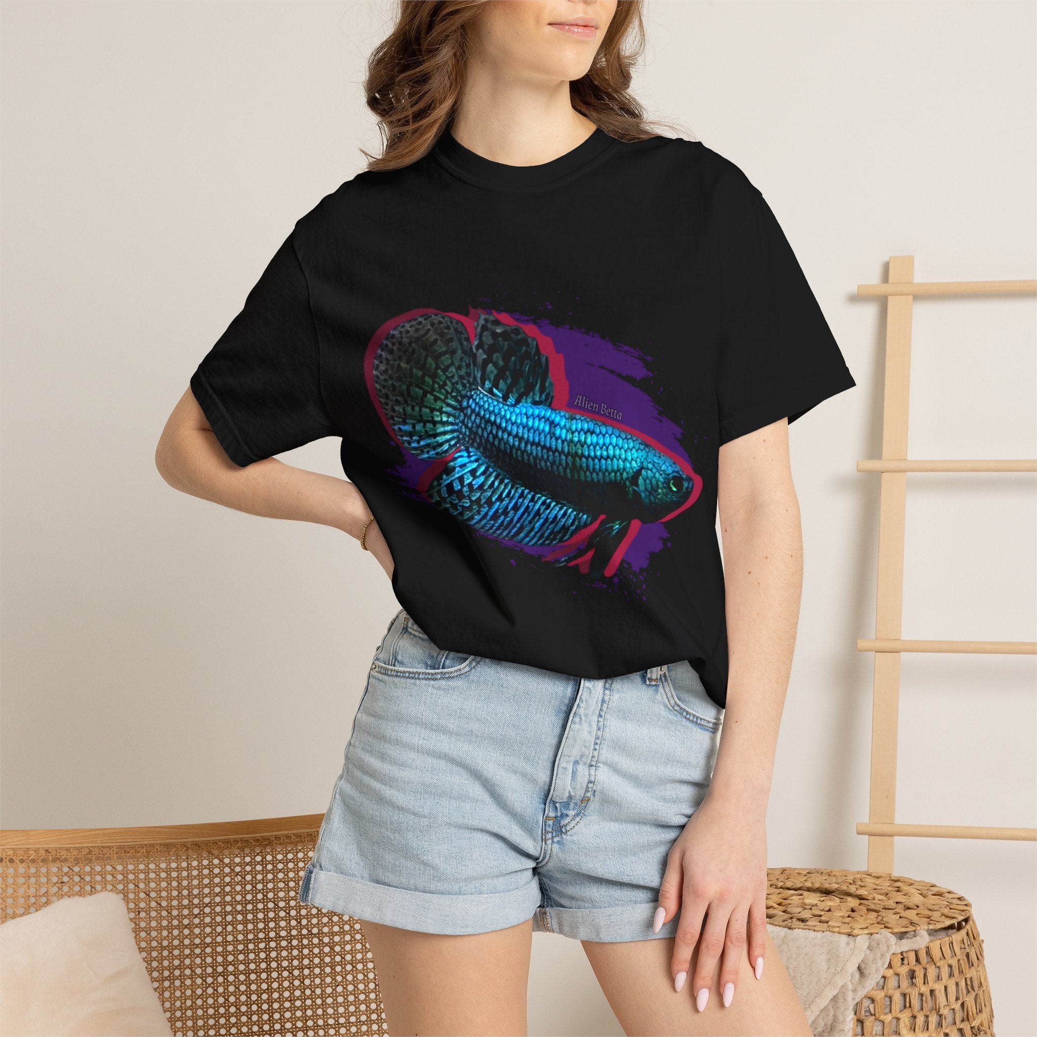 Alien Betta Fish Graphic T-Shirt — Neon Aquarium Pet Lover Tee