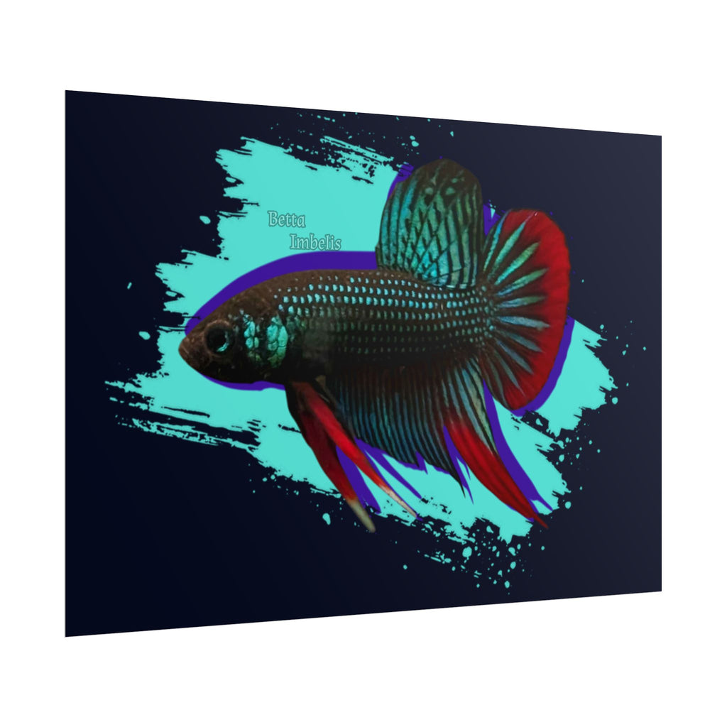 Betta imbelis Fish Art Poster — Vibrant Neon Tropical Aquarium Print