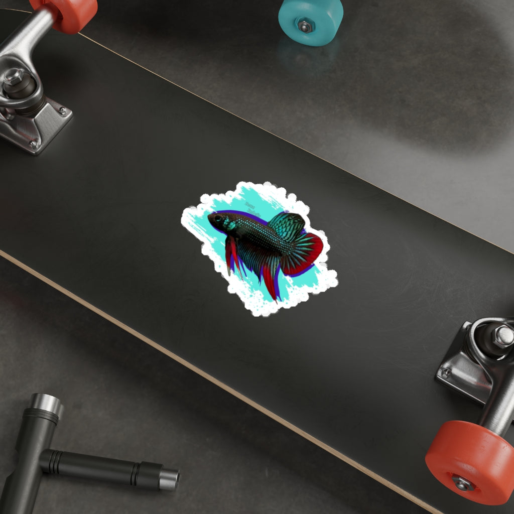 Betta imbelis Fish Die-Cut Sticker — Colorful Siamese Fighting Fish Laptop Decal
