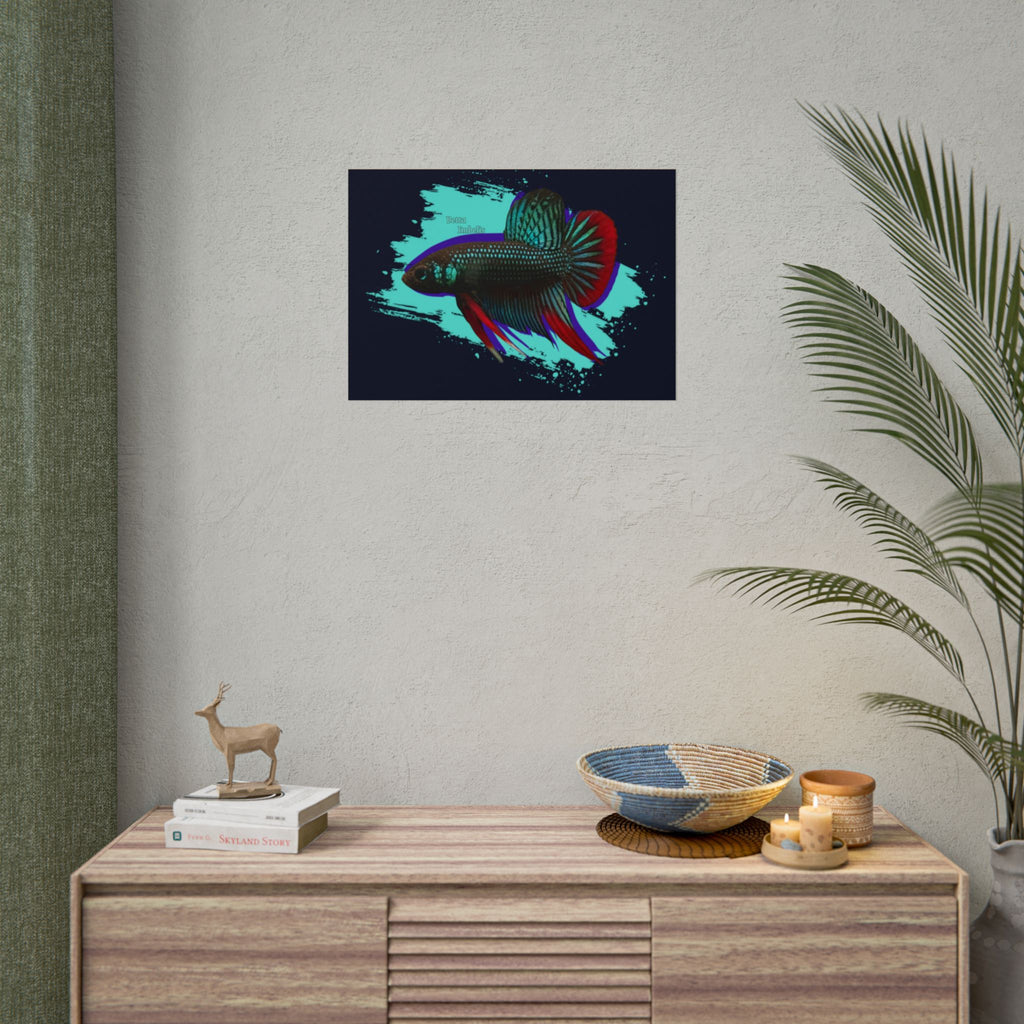 Betta imbelis Fish Art Poster — Vibrant Neon Tropical Aquarium Print