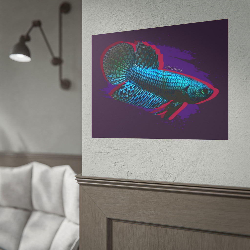 Alien Betta Fish Poster - Neon Tropical Aquarium Art Print (Rolled Poster)