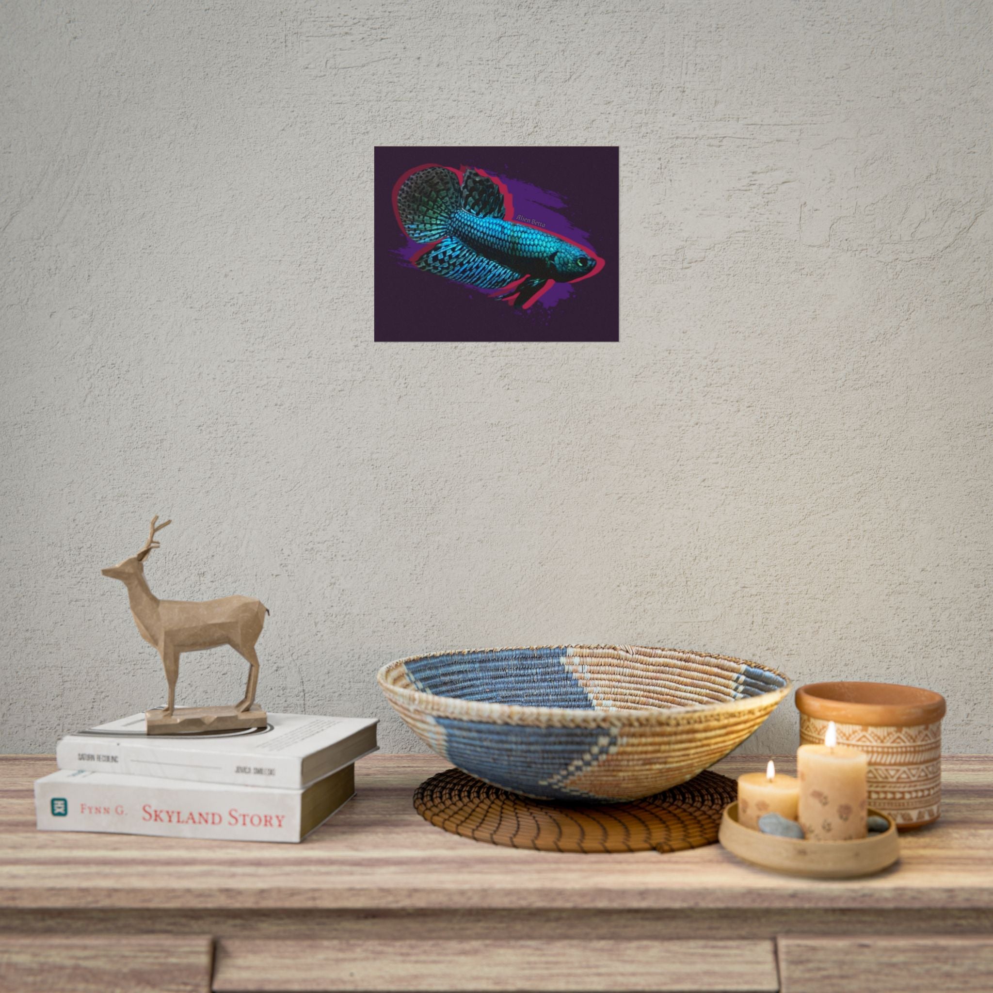 Alien Betta Fish Poster - Neon Tropical Aquarium Art Print (Rolled Poster)