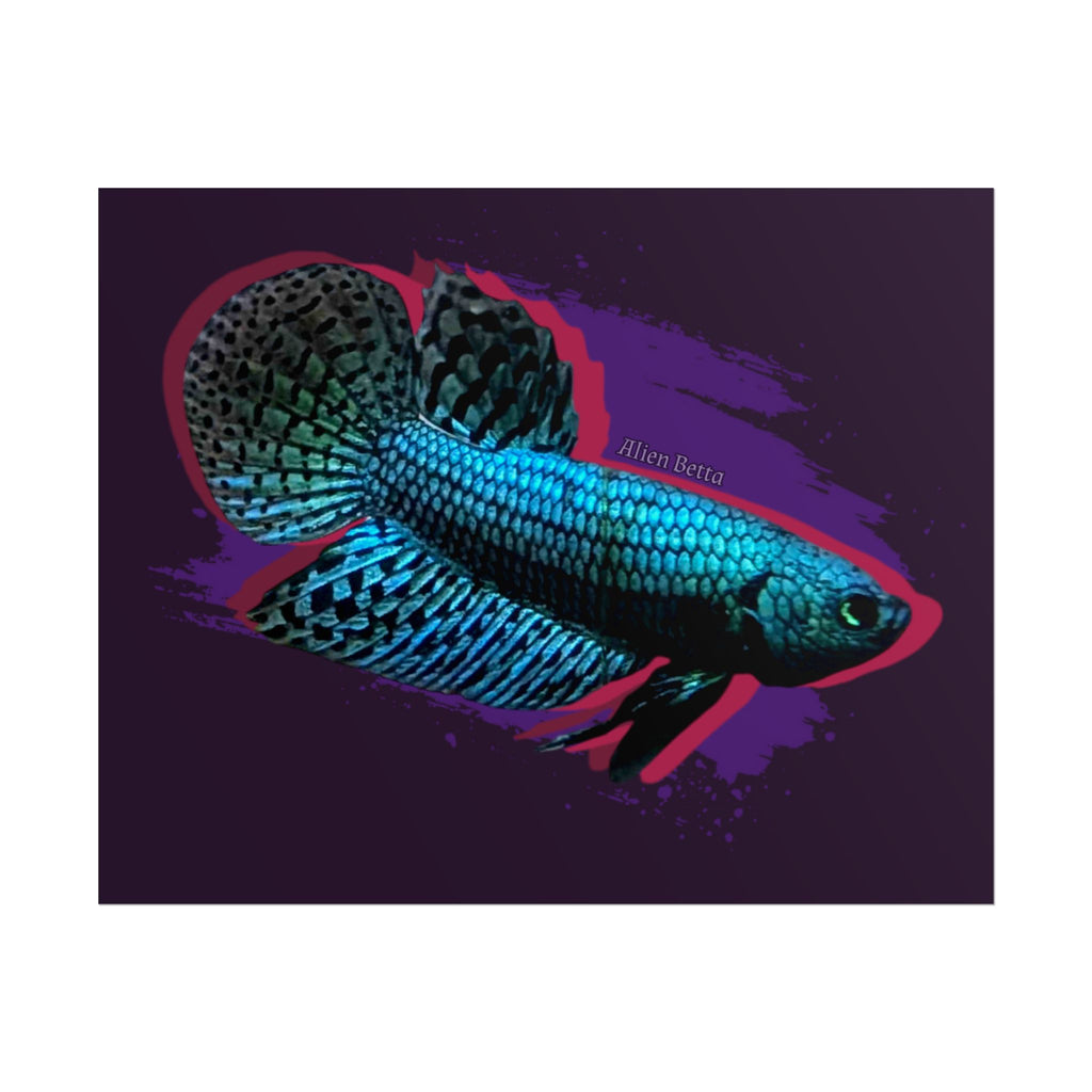 Alien Betta Fish Poster - Neon Tropical Aquarium Art Print (Rolled Poster)