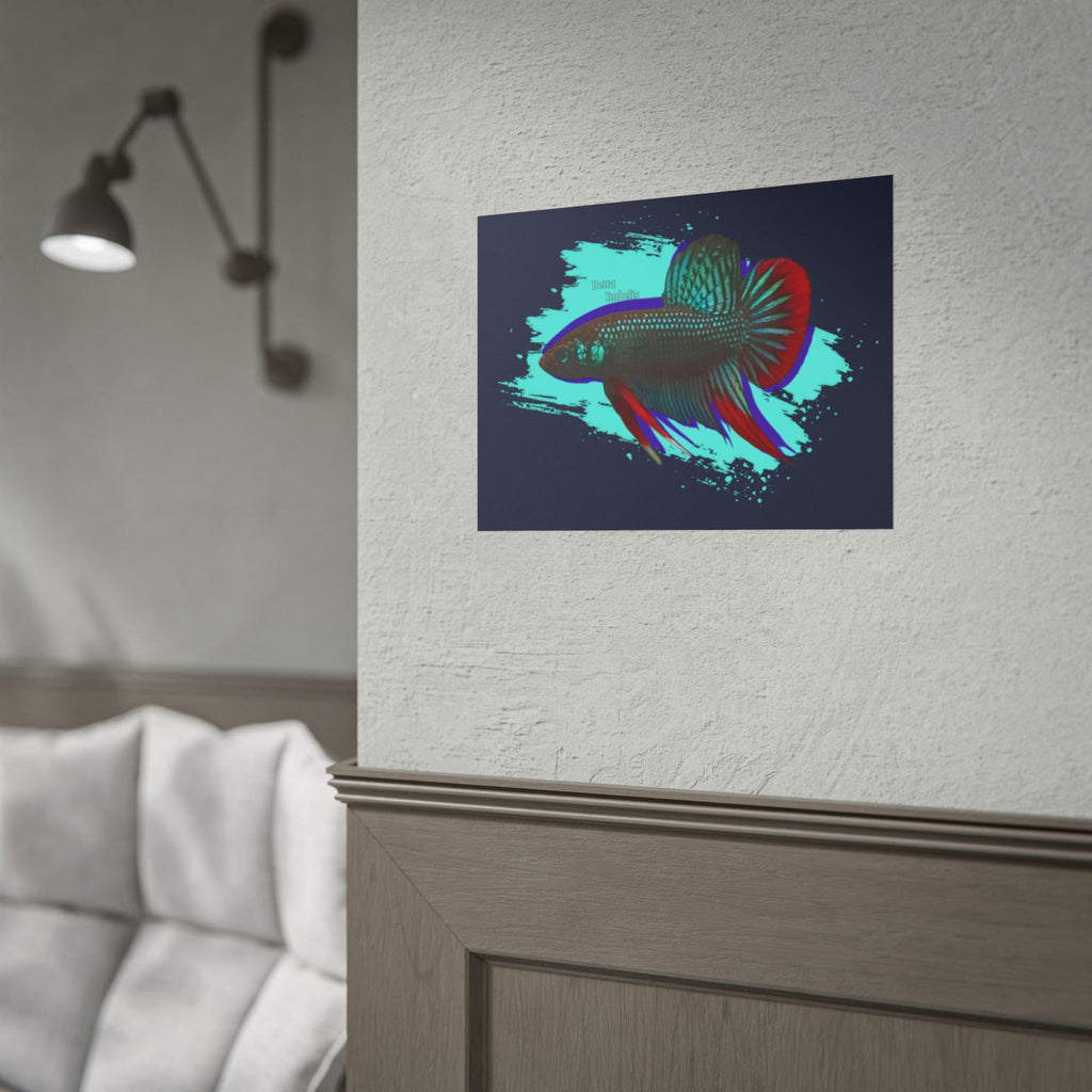 Betta imbelis Fish Art Poster — Vibrant Neon Tropical Aquarium Print