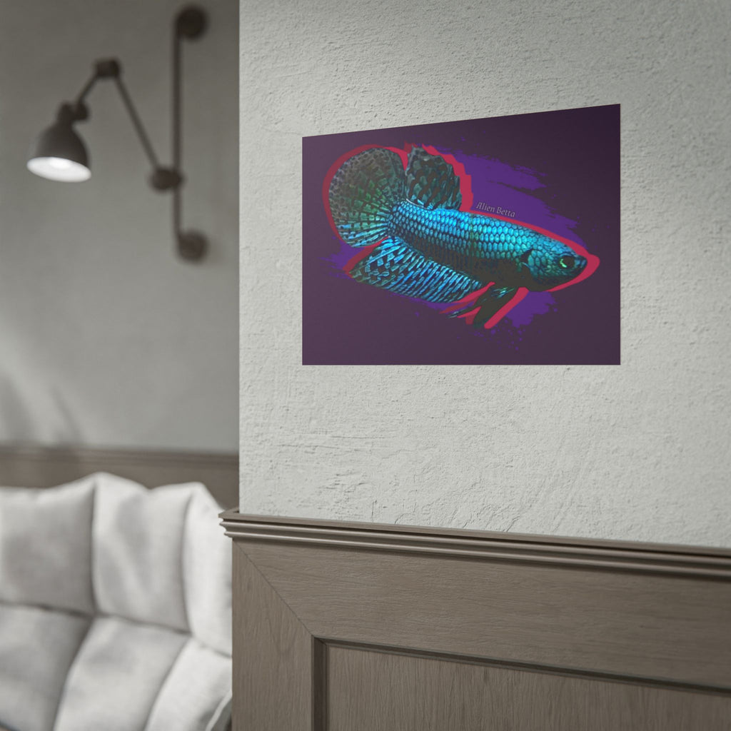 Alien Betta Fish Poster - Neon Tropical Aquarium Art Print (Rolled Poster)