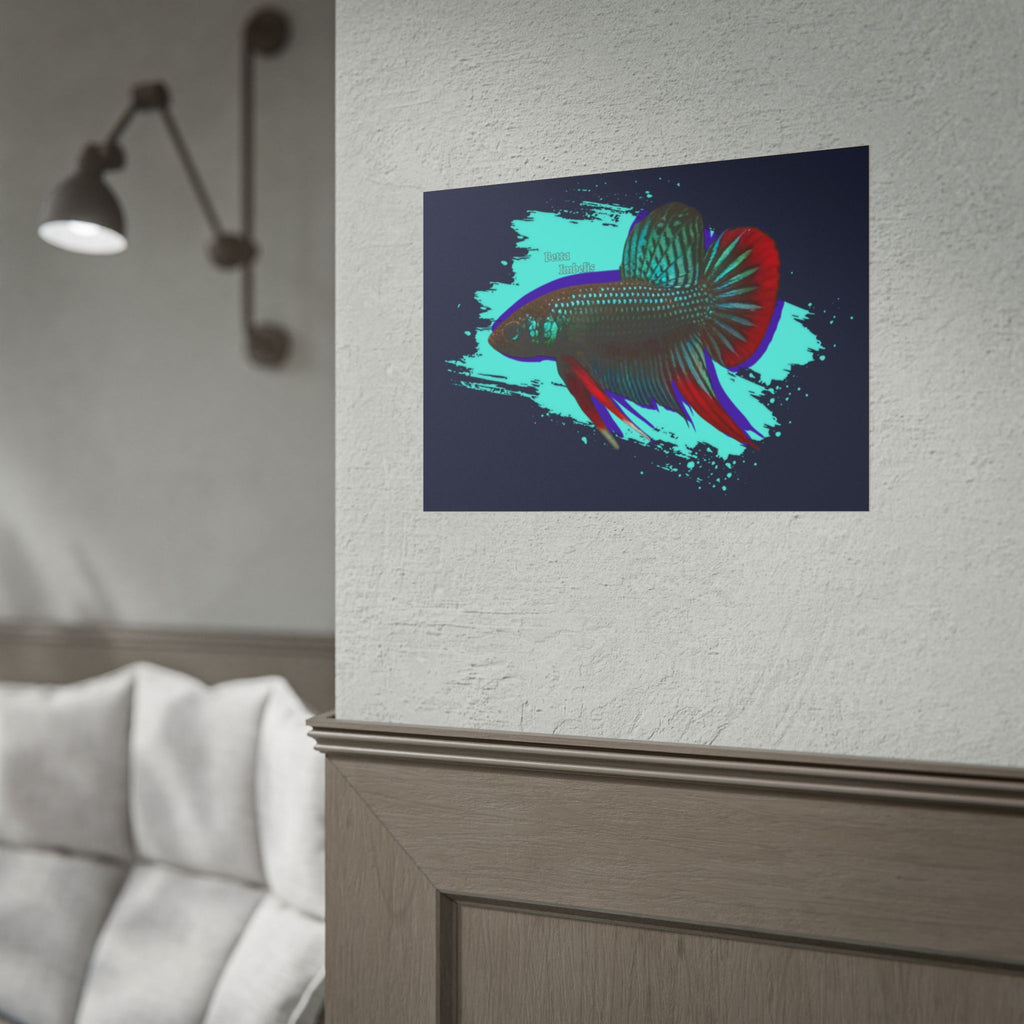 Betta imbelis Fish Art Poster — Vibrant Neon Tropical Aquarium Print