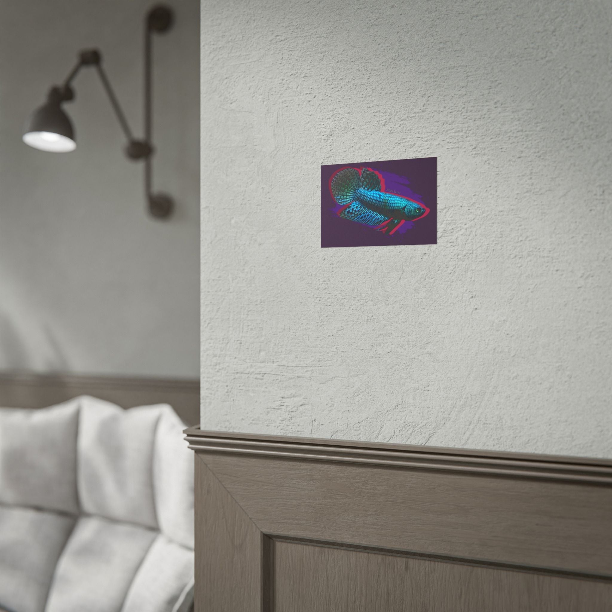 Alien Betta Fish Poster - Neon Tropical Aquarium Art Print (Rolled Poster)