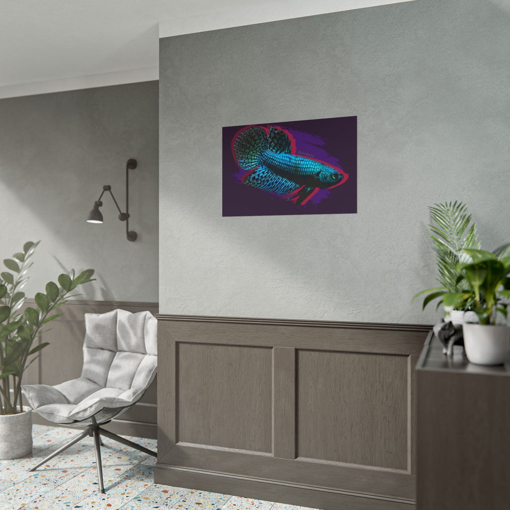 Alien Betta Fish Poster - Neon Tropical Aquarium Art Print (Rolled Poster)
