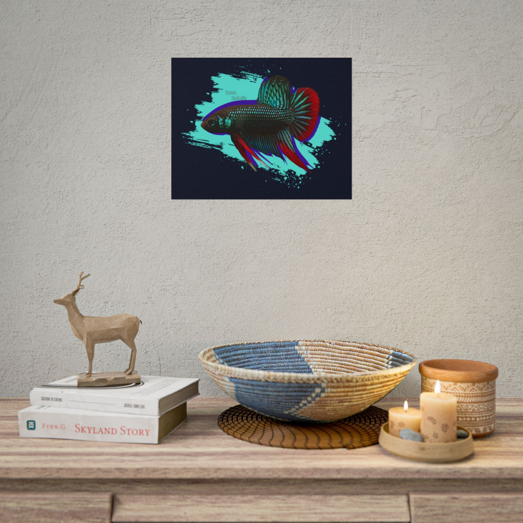 Betta imbelis Fish Art Poster — Vibrant Neon Tropical Aquarium Print