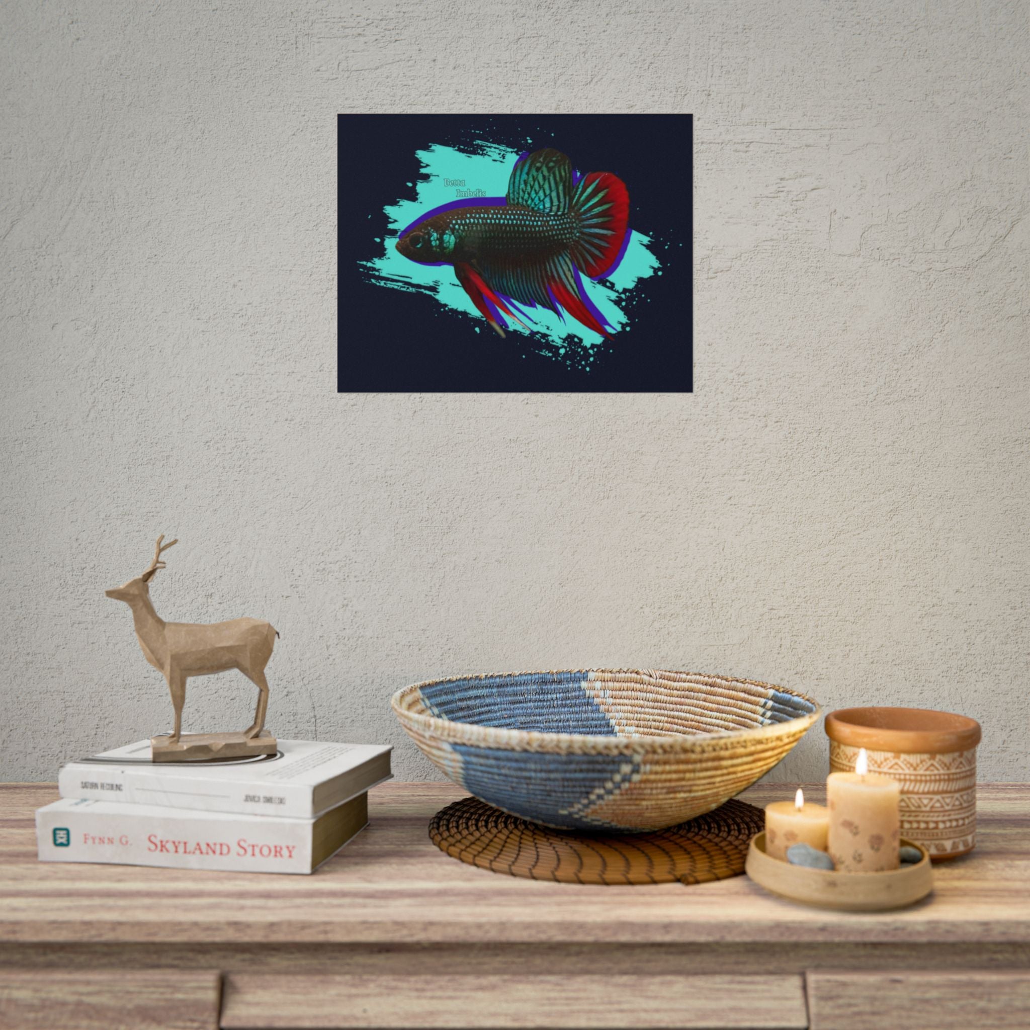 Betta imbelis Fish Art Poster — Vibrant Neon Tropical Aquarium Print