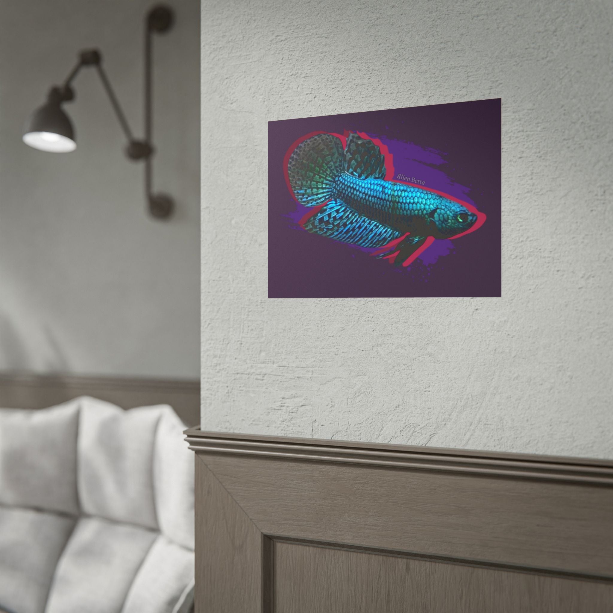 Alien Betta Fish Poster - Neon Tropical Aquarium Art Print (Rolled Poster)