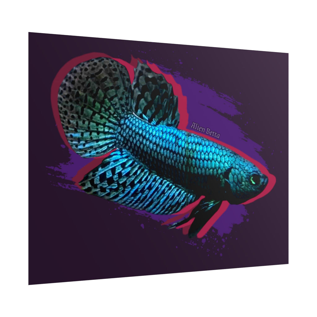 Alien Betta Fish Poster - Neon Tropical Aquarium Art Print (Rolled Poster)