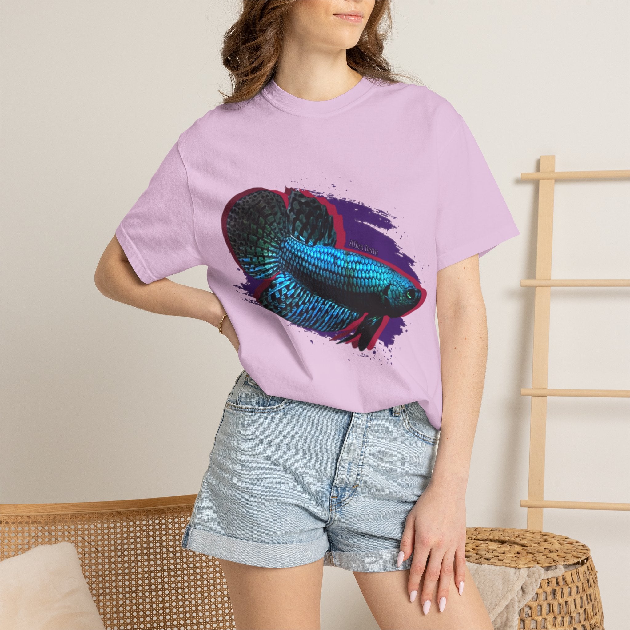 Alien Betta Fish Graphic T-Shirt — Neon Aquarium Pet Lover Tee