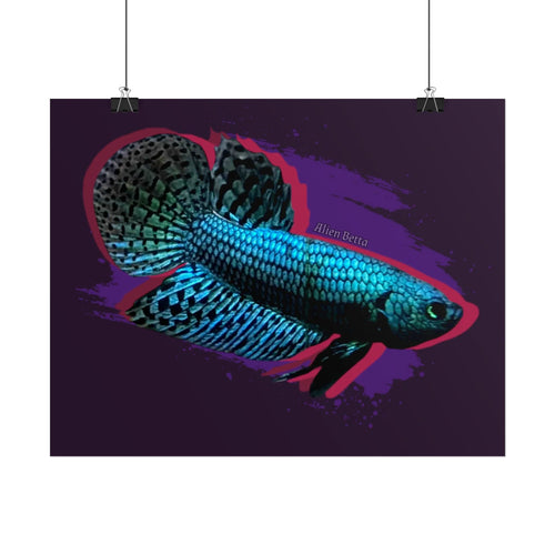 Alien Betta Fish Poster - Neon Tropical Aquarium Art Print (Rolled Poster)