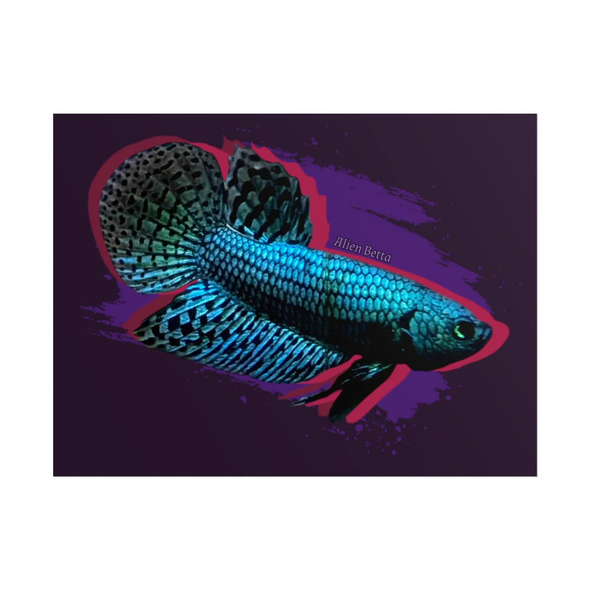 Alien Betta Fish Poster - Neon Tropical Aquarium Art Print (Rolled Poster)