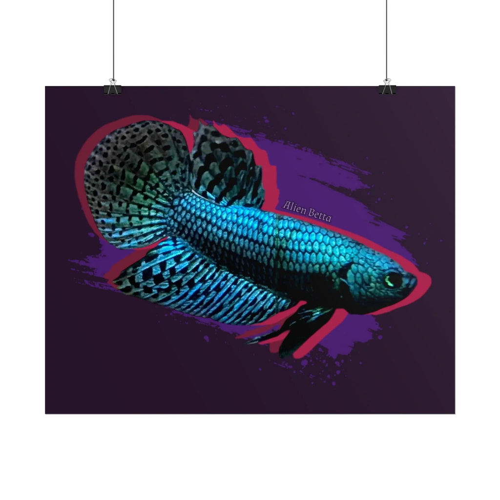 Alien Betta Fish Poster - Neon Tropical Aquarium Art Print (Rolled Poster)