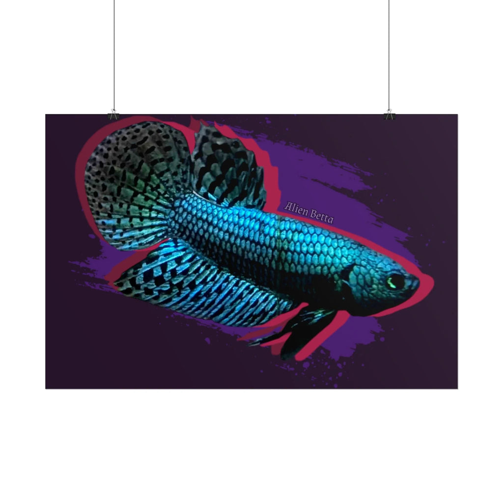 Alien Betta Fish Poster - Neon Tropical Aquarium Art Print (Rolled Poster)