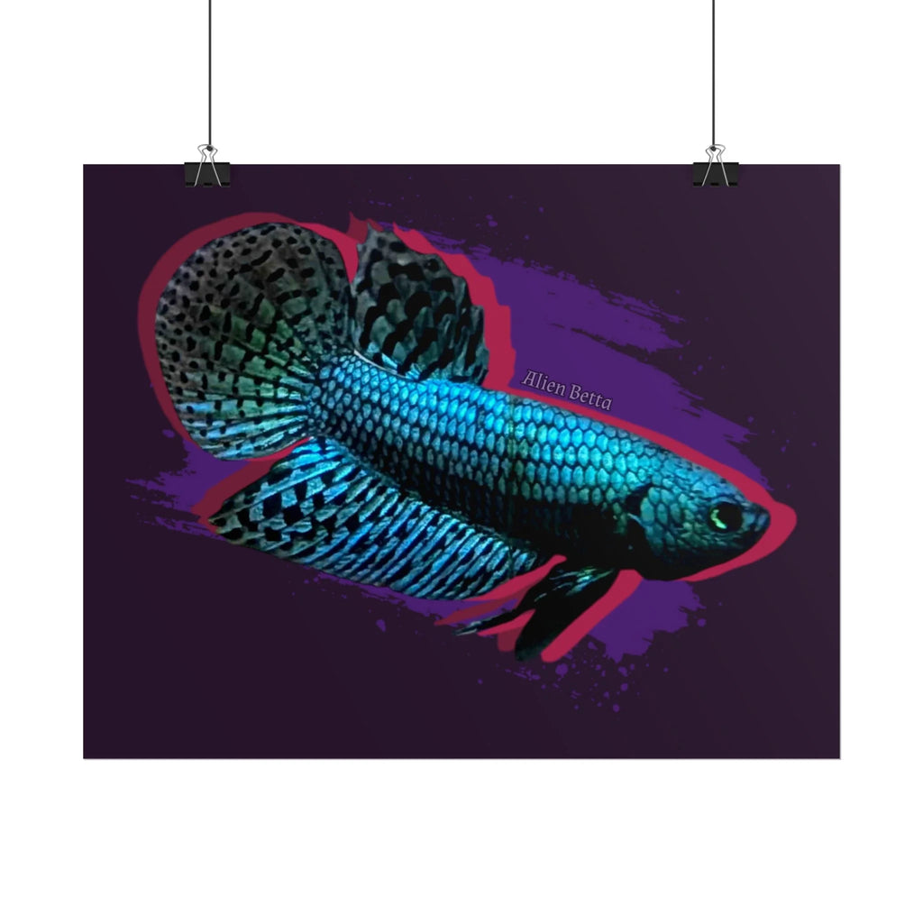Alien Betta Fish Poster - Neon Tropical Aquarium Art Print (Rolled Poster)