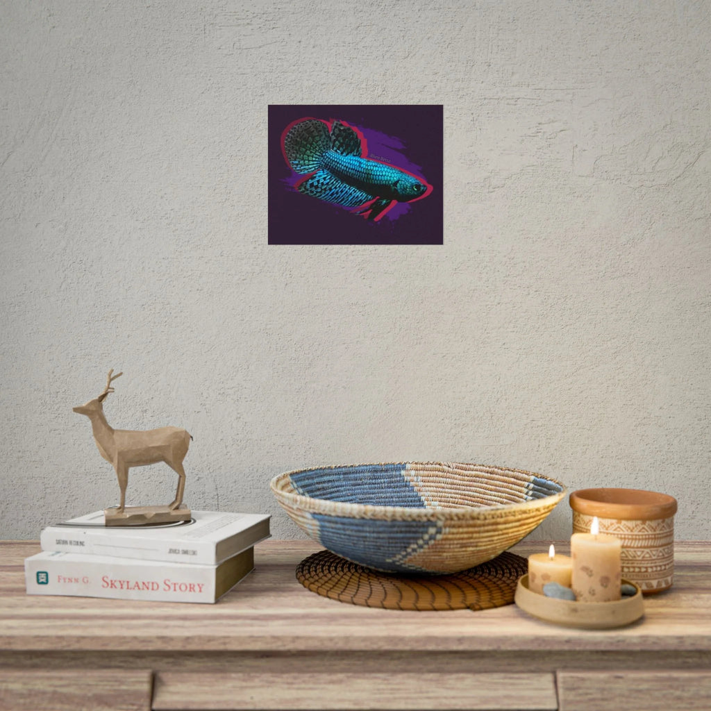 Alien Betta Fish Poster - Neon Tropical Aquarium Art Print (Rolled Poster)