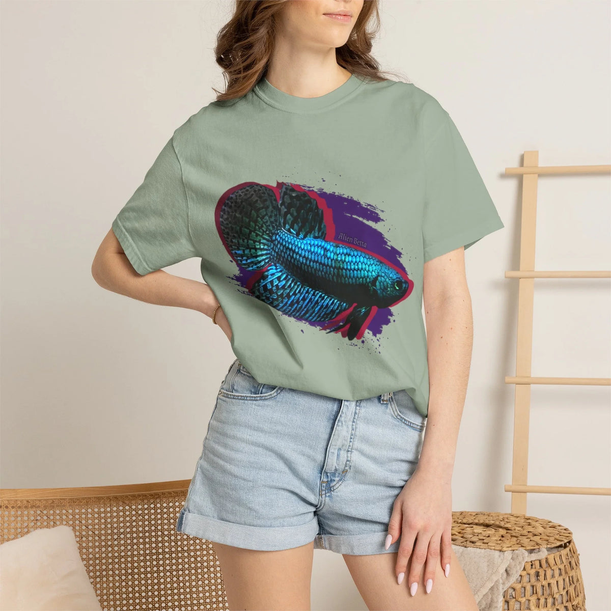 Alien Betta Fish Graphic T-Shirt — Neon Aquarium Pet Lover Tee
