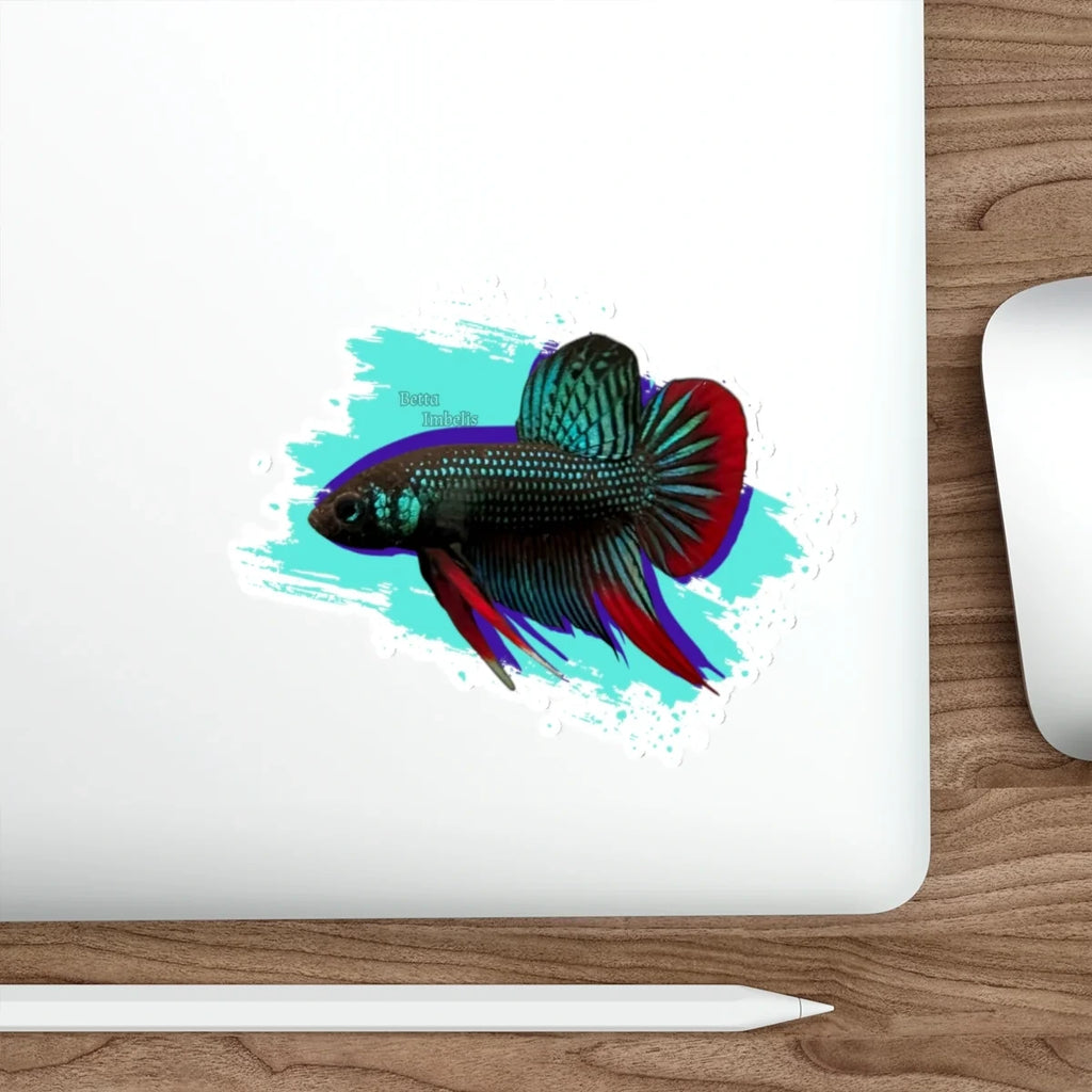 Betta imbelis Fish Die-Cut Sticker — Colorful Siamese Fighting Fish Laptop Decal
