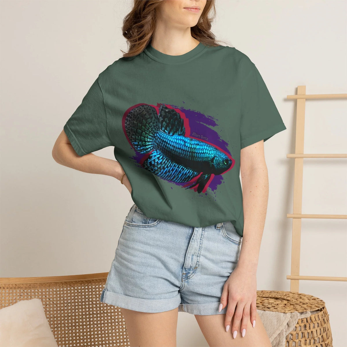 Alien Betta Fish Graphic T-Shirt — Neon Aquarium Pet Lover Tee