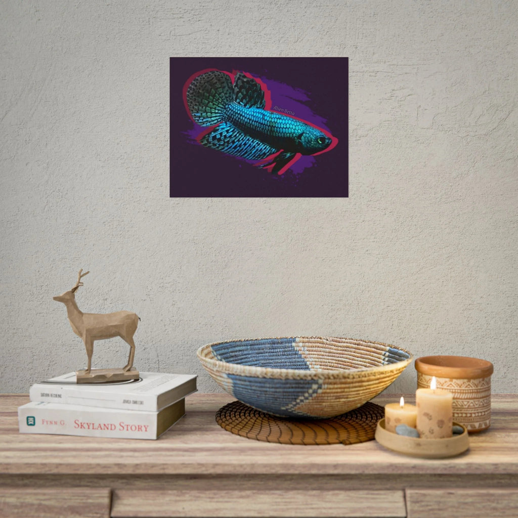 Alien Betta Fish Poster - Neon Tropical Aquarium Art Print (Rolled Poster)