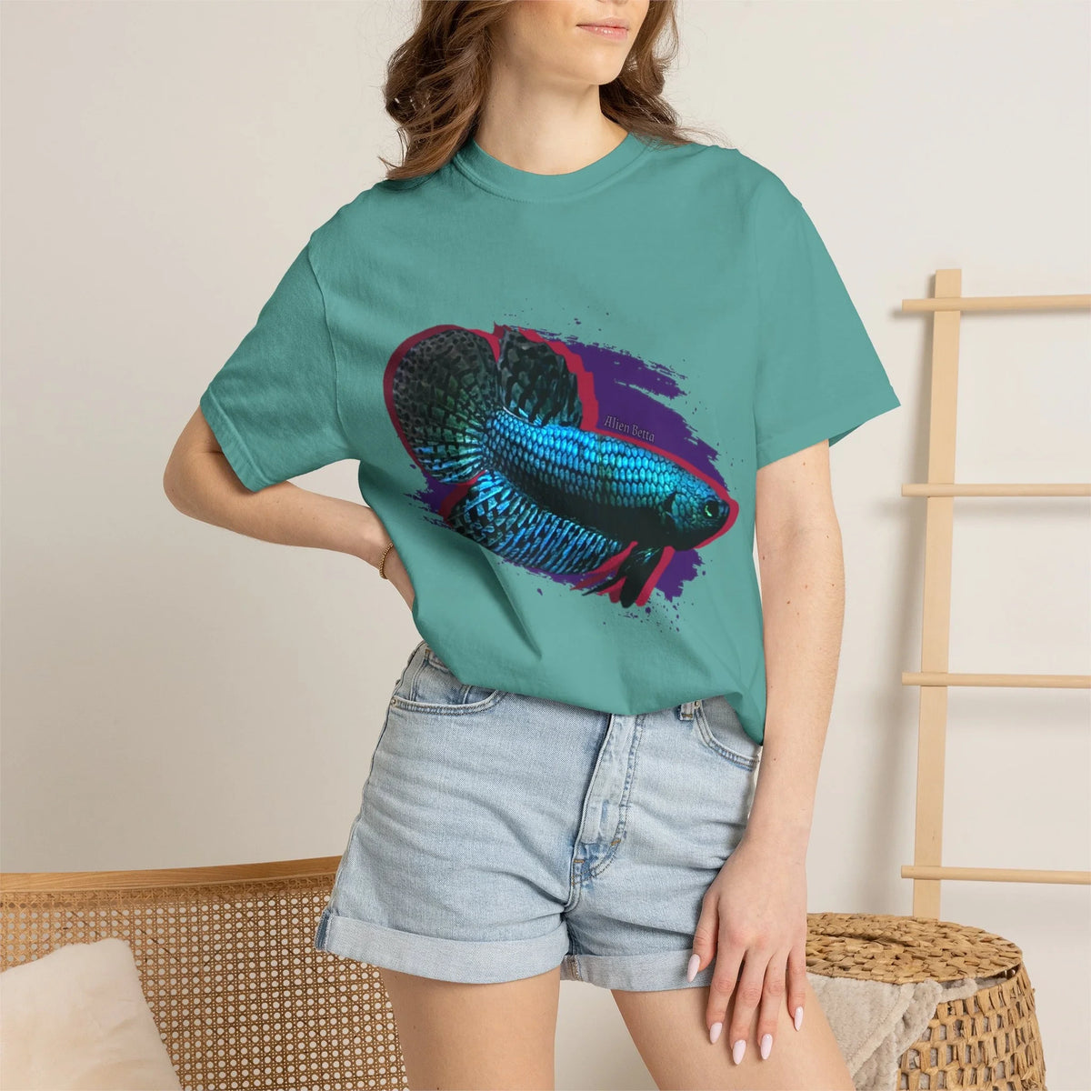 Alien Betta Fish Graphic T-Shirt — Neon Aquarium Pet Lover Tee