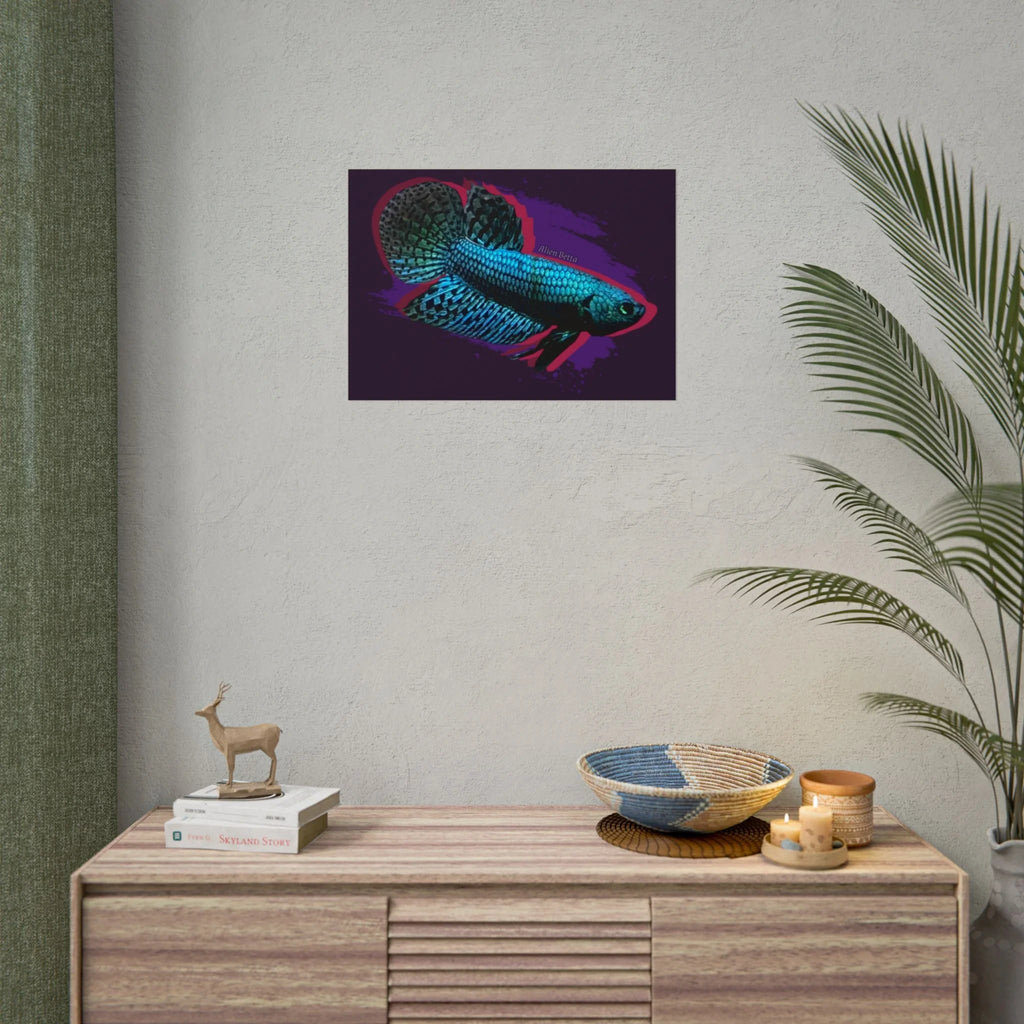 Alien Betta Fish Poster - Neon Tropical Aquarium Art Print (Rolled Poster)