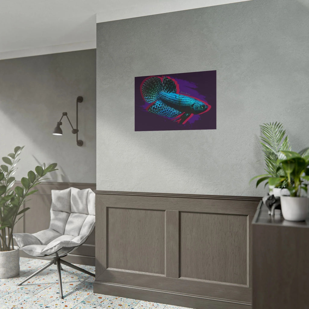 Alien Betta Fish Poster - Neon Tropical Aquarium Art Print (Rolled Poster)
