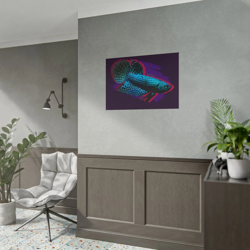 Alien Betta Fish Poster - Neon Tropical Aquarium Art Print (Rolled Poster)