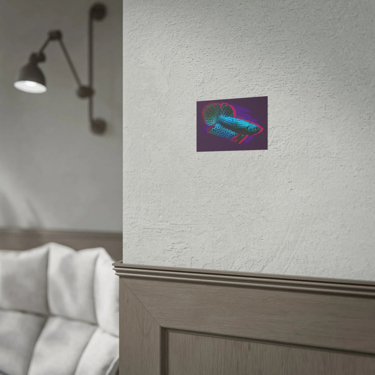 Alien Betta Fish Poster - Neon Tropical Aquarium Art Print (Rolled Poster)