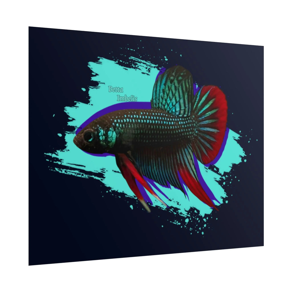 Betta imbelis Fish Art Poster — Vibrant Neon Tropical Aquarium Print