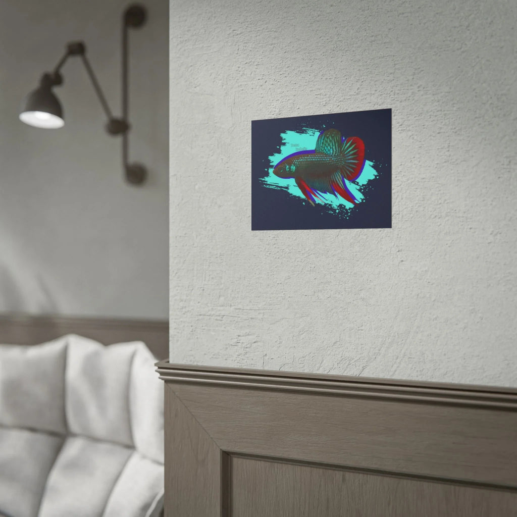 Betta imbelis Fish Art Poster — Vibrant Neon Tropical Aquarium Print