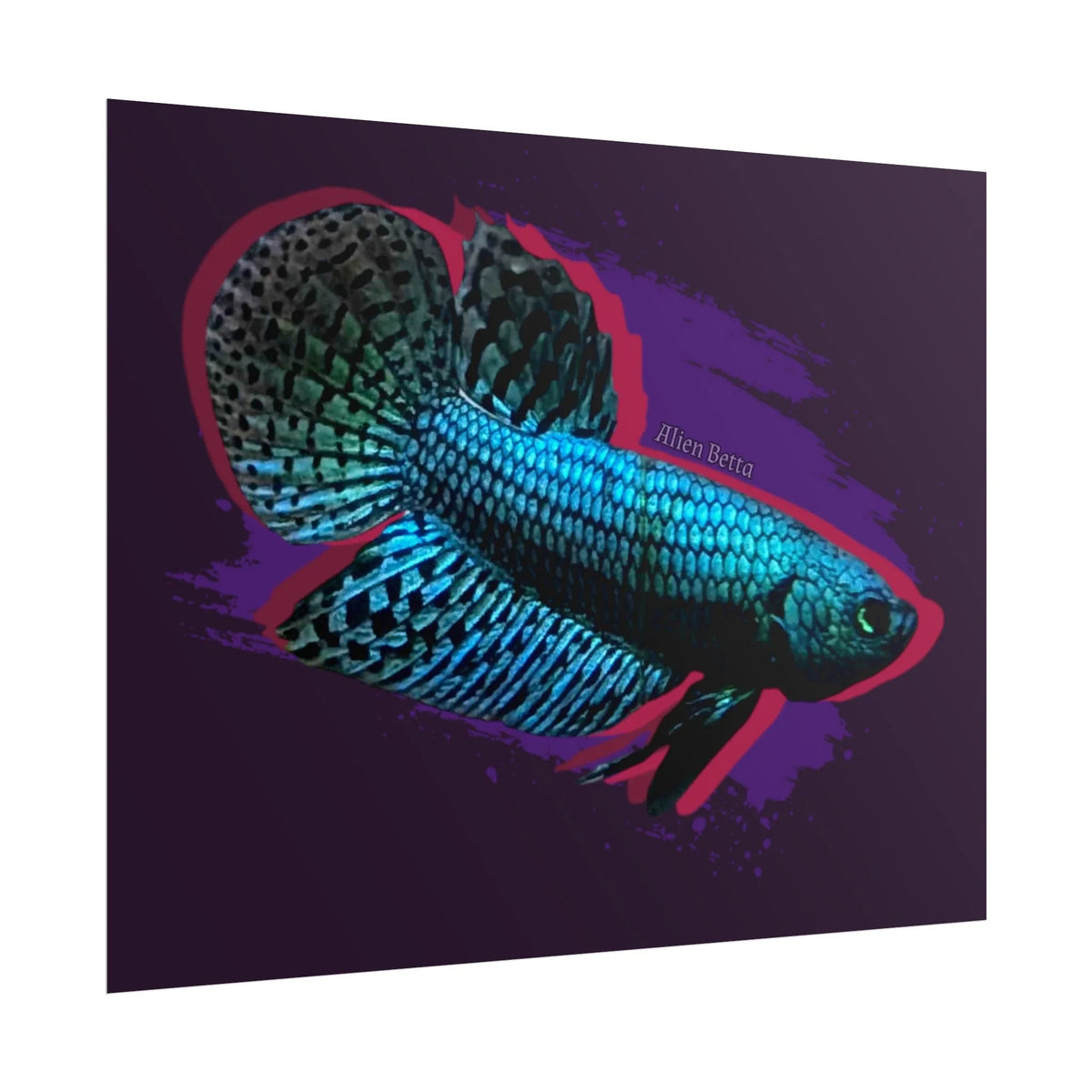 Alien Betta Fish Poster - Neon Tropical Aquarium Art Print (Rolled Poster)