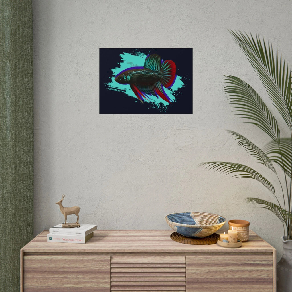 Betta imbelis Fish Art Poster — Vibrant Neon Tropical Aquarium Print