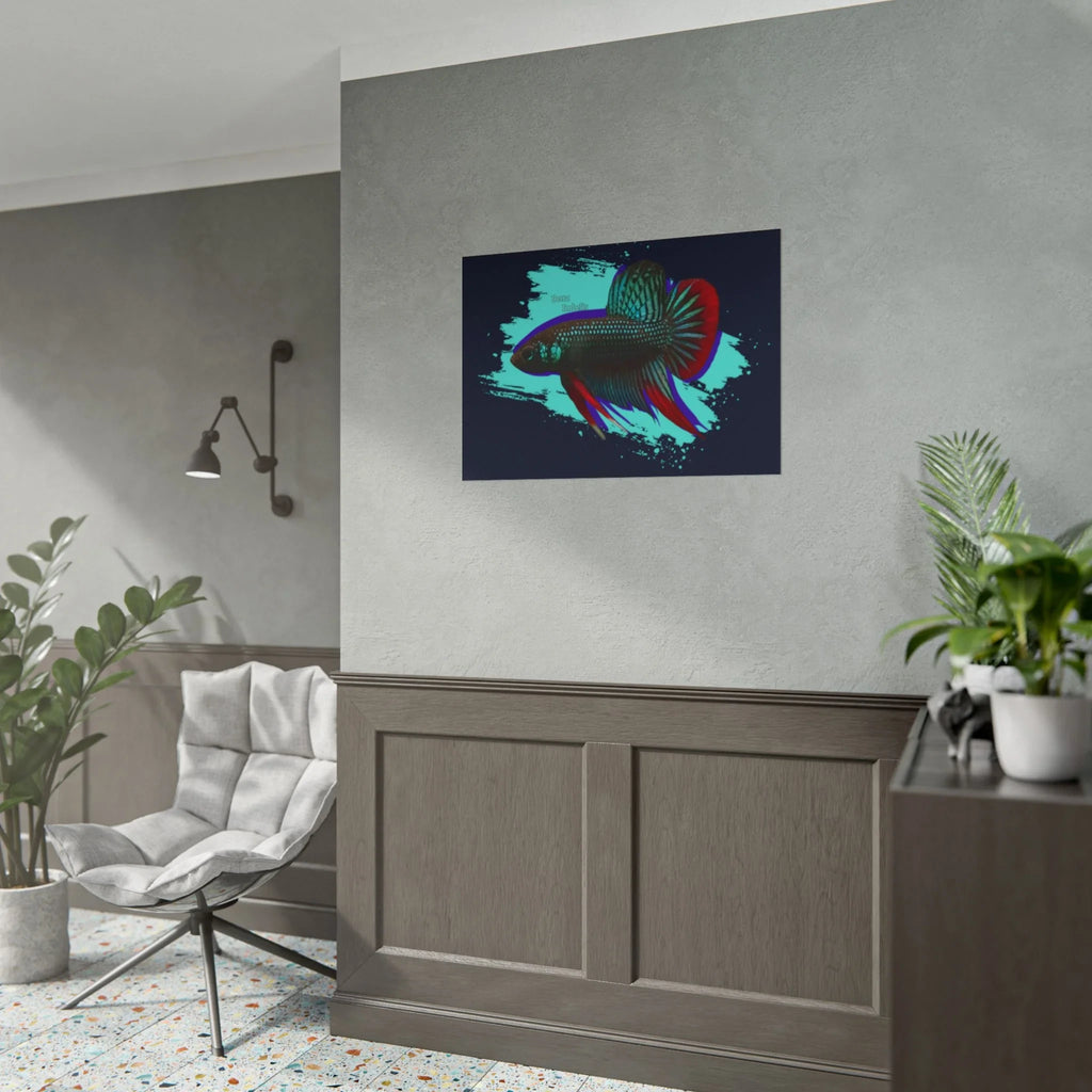 Betta imbelis Fish Art Poster — Vibrant Neon Tropical Aquarium Print