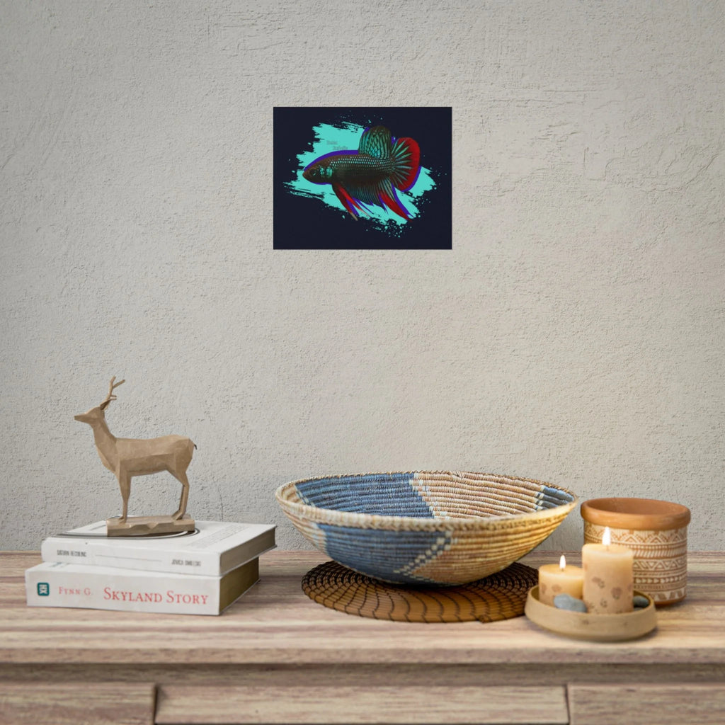 Betta imbelis Fish Art Poster — Vibrant Neon Tropical Aquarium Print
