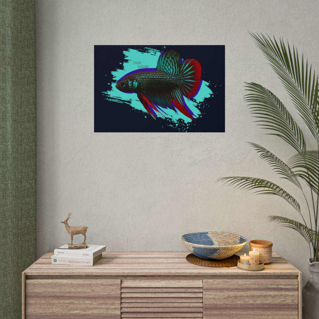 Betta imbelis Fish Art Poster — Vibrant Neon Tropical Aquarium Print