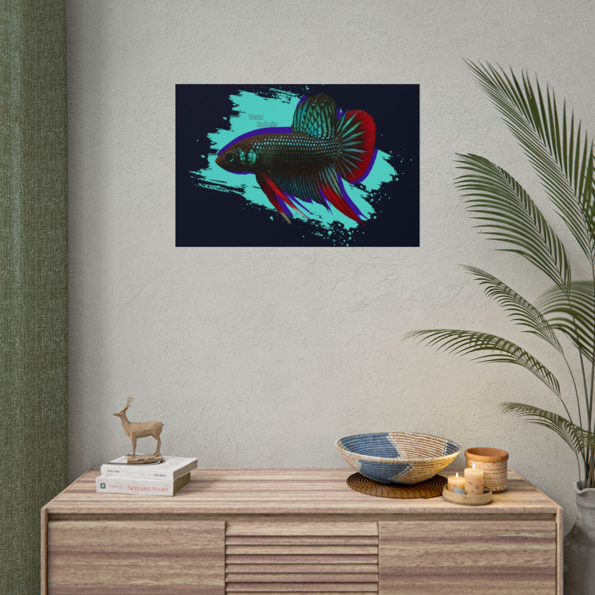 Betta imbelis Fish Art Poster — Vibrant Neon Tropical Aquarium Print