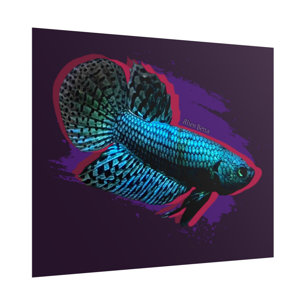 Alien Betta Fish Poster - Neon Tropical Aquarium Art Print (Rolled Poster)