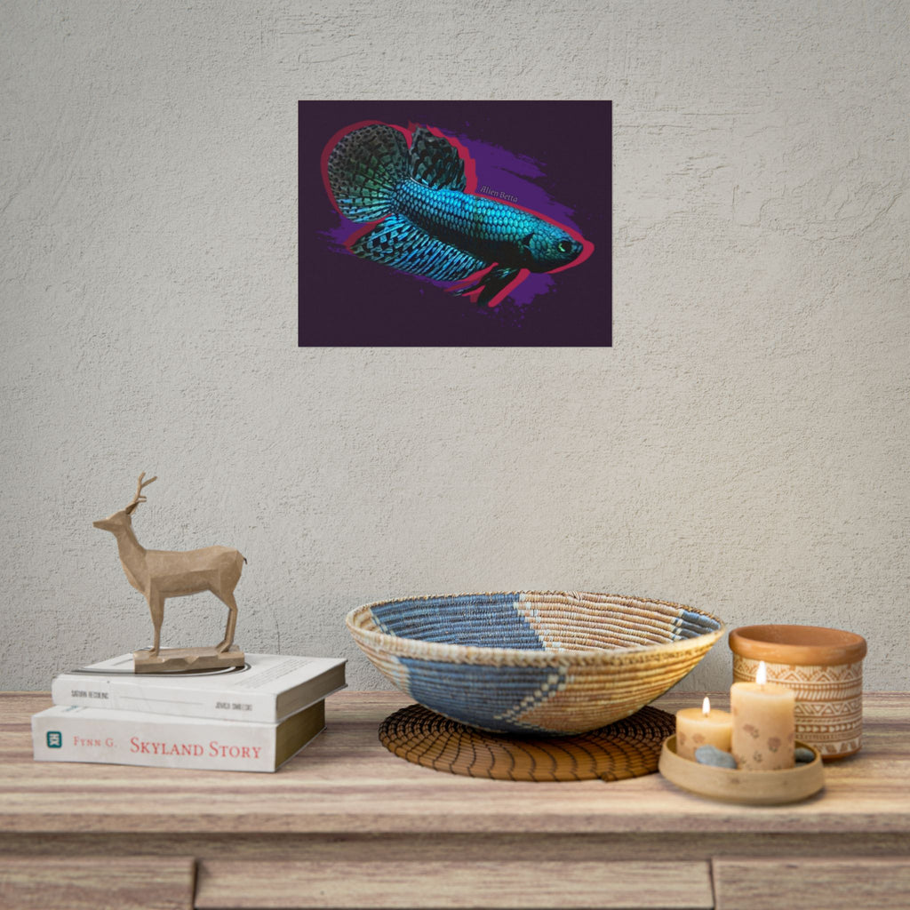 Alien Betta Fish Poster - Neon Tropical Aquarium Art Print (Rolled Poster)