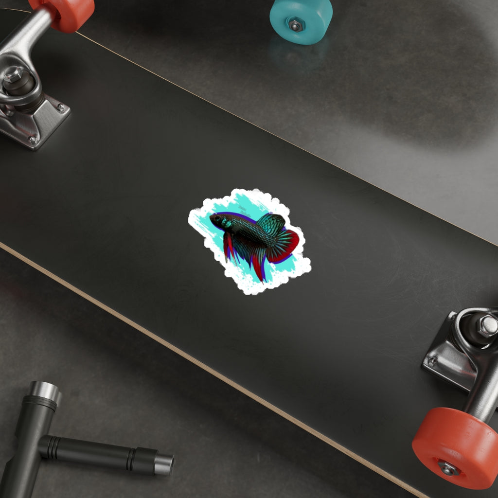 Betta imbelis Fish Die-Cut Sticker — Colorful Siamese Fighting Fish Laptop Decal