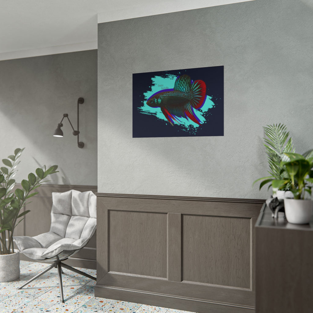 Betta imbelis Fish Art Poster — Vibrant Neon Tropical Aquarium Print