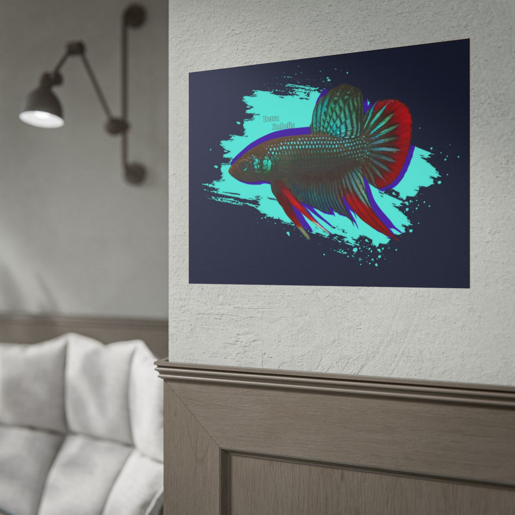 Betta imbelis Fish Art Poster — Vibrant Neon Tropical Aquarium Print