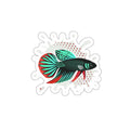 Betta Imbelis Fish Die-Cut Sticker — Retro Teal & Coral Aquarium Decal